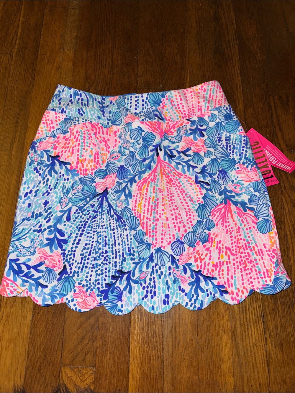 Lilly Pulitzer Multicolor Pink Blue Scallop Hem Mini Skirt